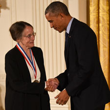 Mary Shaw shakes hands with President Barack Obama
