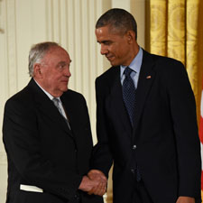 Thomas J. Fogarty shakes hands with President Barack Obama