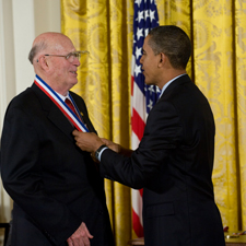 Forrest M. Bird receives medal from President Barack Obama